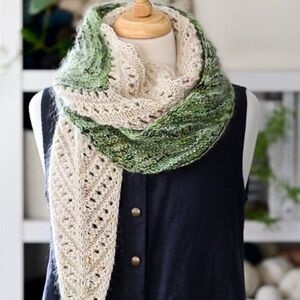 Hand knit silk mohair and merino eyelet scarf